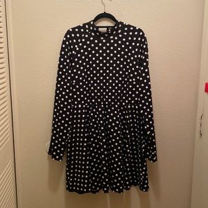 Plus Mock Neck Polka Dot Skater Dress